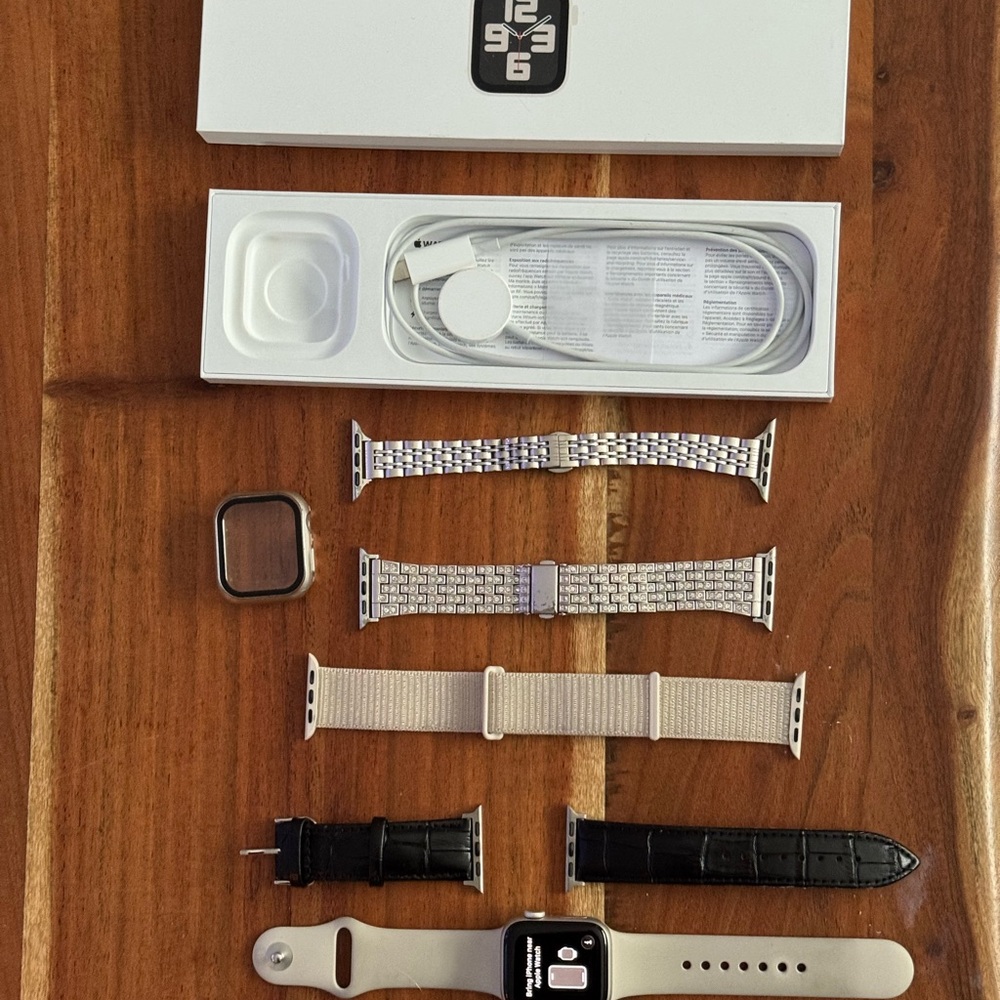 Apple Watch with Silver and Black Bands
